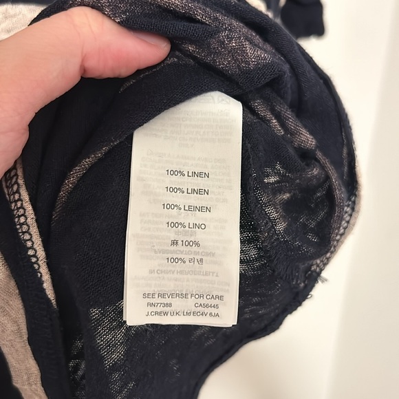 100% Linen J Crew Navy Blue Career Work Short Sleeve T-Shirt Size XXS - Picture 3 of 4